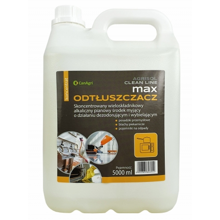 Odtłuszczacz max Agrisol Clean Line, koncentrat, 5 l, Can Agri